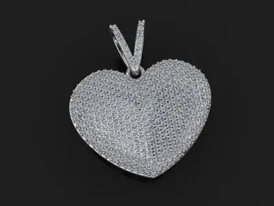Pendant heart with diamonds 3D print model