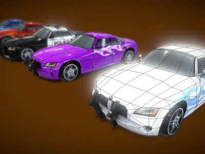 Car Colection Low-poly 3D model