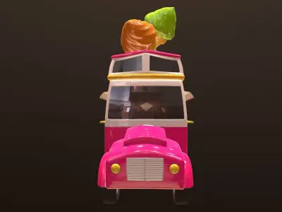 Asset - Cartoons - Car - Ice Cream - 3D Model  3D model