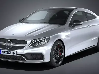 HQ LowPoly Mercedes C63 AMG Coupe 2017 Low-poly 3D model