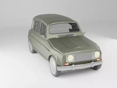 Renault R4 Car Lowpoly Free low-poly 3D model
