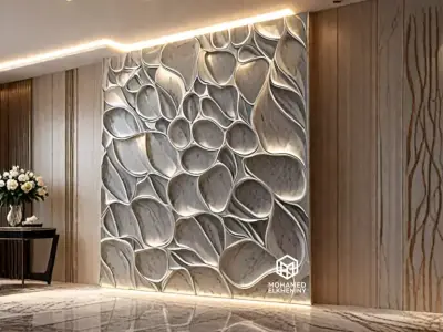 modern panel wall decor set wall relief mural CNC 79  3D model