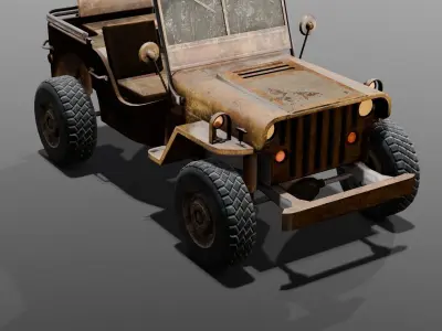 Rusted Jeep 3D Model  Low-poly 3D model