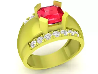 Luxury Square Gemstone Men Ring 3D Model for Jewelry 4056 3D print model