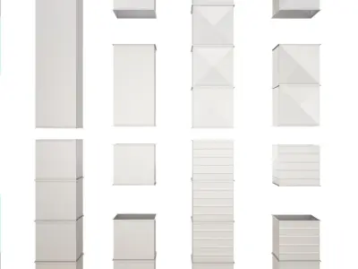 Square HVAC Ducting Pack Low-poly 3D model