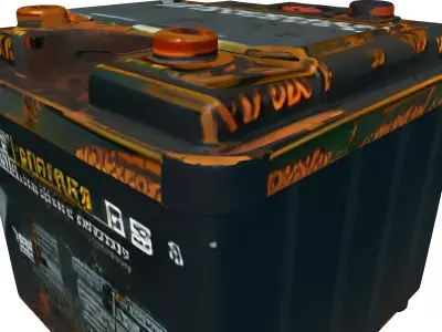 Old Corroded Vehicle Battery Low-poly 3D model