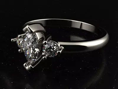 Engagement diamond ring Marquise ready for print 3D print model
