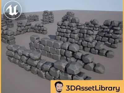Stylized Walls Vol 1 For Unreal  Low-poly 3D model