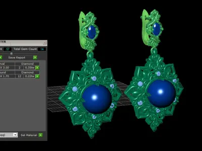 royal art deco pearl earrings 3D print model