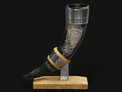 Drinking Horn Cup - Black 3D model