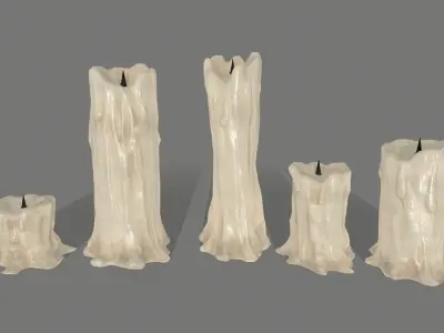 candle set of candlesticks Low-poly 3D model