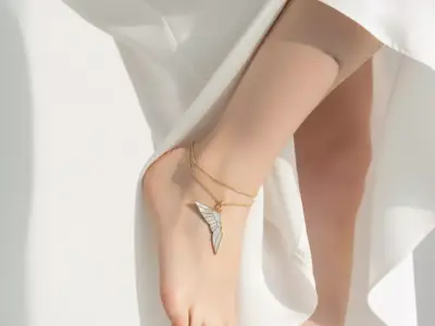 Wings of Selene Mother of Pearl Gold Anklet 3D print model