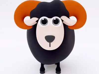 Sheep 3d model cartoon with horns 3D model