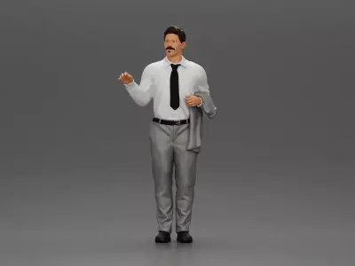 business man standing Holding a Suit 3D print model