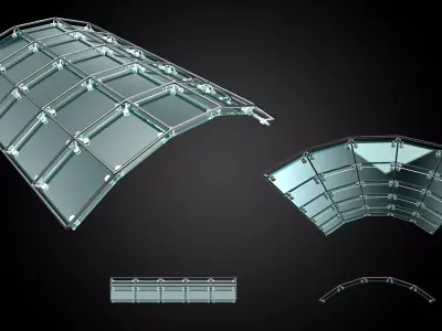 Arched structure wireframe connections glass panels 3D model V2 3D model