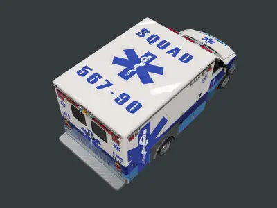 Vehicle Ambulance Rescue Truck Game Ready 02 Low-poly 3D model