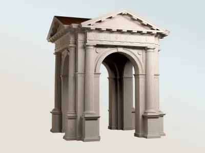 Arched portico in Doric mutulary 3 4 column order gazebo 3D model