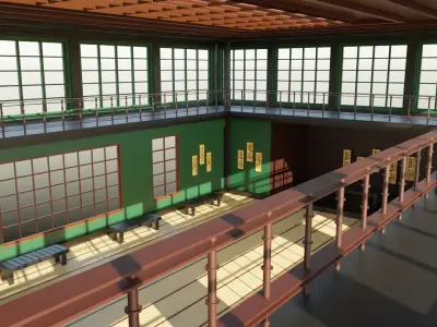 Japanese Dojo Low-poly 3D model