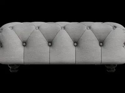 Large Pearl Grey Fabric Ottoman 3D model