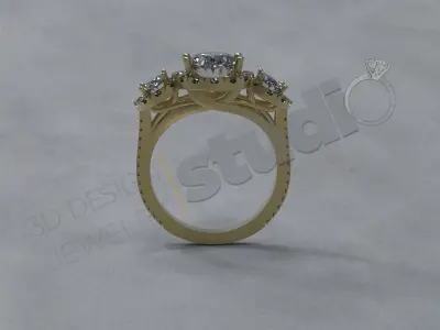 Luxury Trinity twist ring with gems 3d model 3D print model