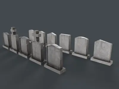 Gravestone Pack Low-poly 3D model