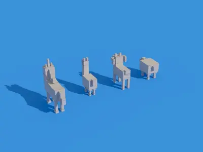 Low Poly Animals four pixel Low-poly 3D model