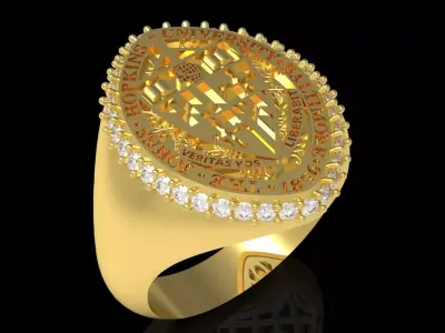 Johns Hopkins University Yellow Gold stl Ring Model mr0267 3D print model