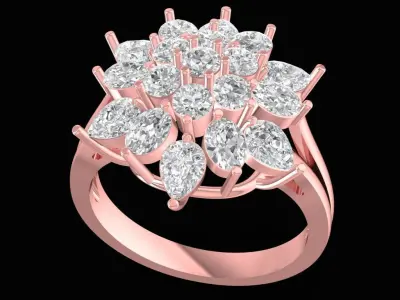 Luxury Cluster Flower Diamond Ring for Women 2433 3D print model