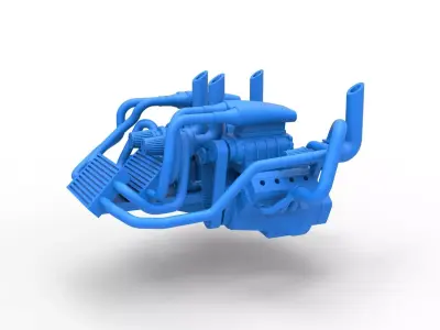 Twin-engine V8 for pulling tractor Scale 1 to 25 3D print model