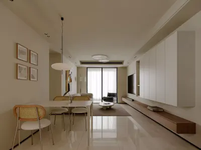 Modern living room dining room interior scenes 132 3D model