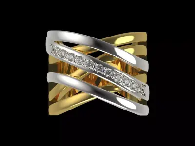 luxury Two-tone Gold stl 3dm Ring Model jr00217 3D print model