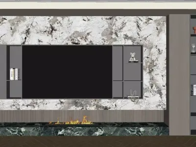 modern light luxury marble feature wall 3D model