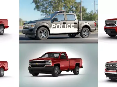 7 Cars and  6 Trucks 3D Model Pack