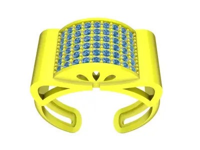 Luxury Square Pave Open Band Ring 3D Model 4360 3D print model