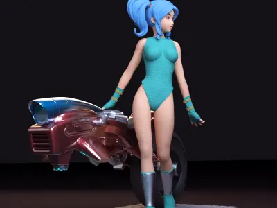 sci-fi racing girl 3D print model