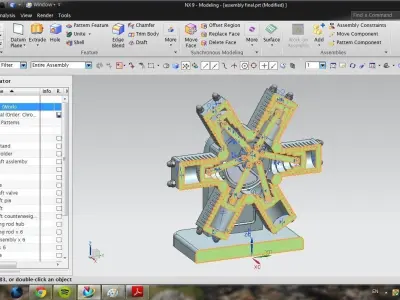 Miniature Pneumatic 6 Cylinder Radial Engine with NX 9 3D model