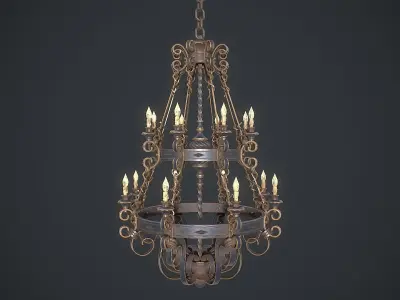 Forged chandelier 3D model Low-poly 3D model