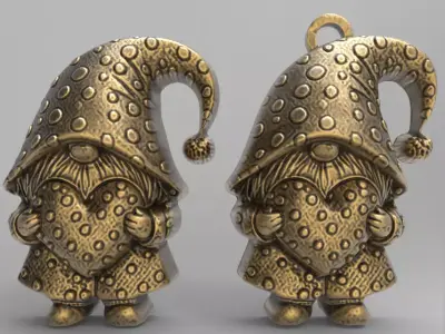 valentines  gnome with heart  3D print model