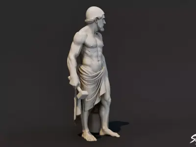 Hephaestus Statue Low-poly 3D model