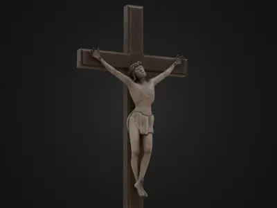 Old Dirty Crucifix Jesus in Cross Low-poly 3D model