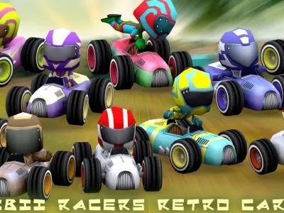 3DRT-Chibii racers - retro cars Low-poly 3D model