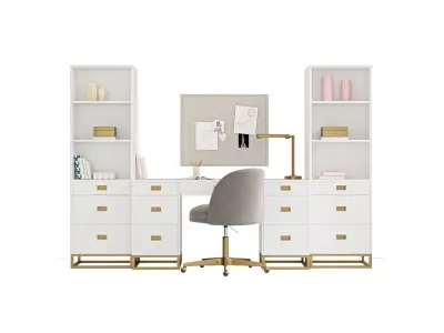 Restoration Hardware Avalon Storage Desk Study Wall Set 3D model