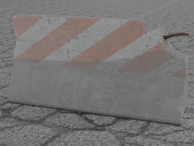 Concrete Road Barrier Destroyed 3D model