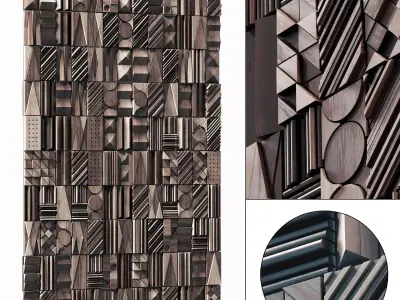 Wood wallcovering decor n1 3D model
