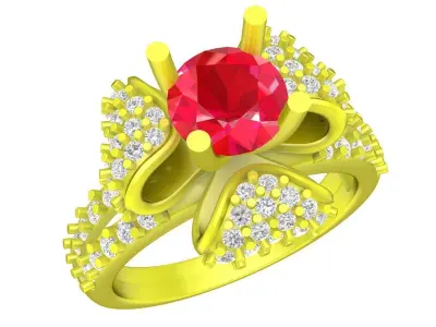 Luxury Multi Petal Gemstone Floral Ring 3D Model for Fine  5284 3D print model