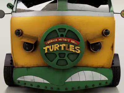 Turtle Van Stylized Cartoon Vehicle 3D Model Low-poly 3D model