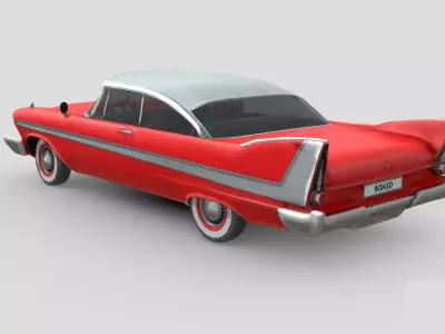 Low Poly Car - Plymouth Fury coupe Christine 1958 Low-poly 3D model