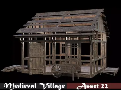 Medieval Village Asset 22- 4K Textures Game Ready Low-poly 3D model