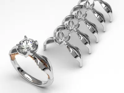luxury unique design diamond engagement ring 3d printable 3D print model