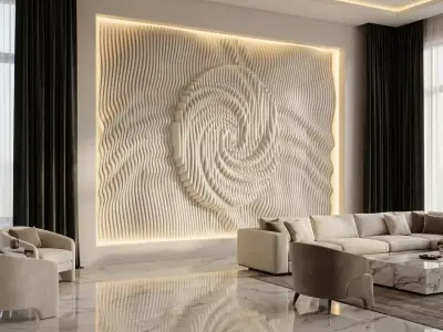 Parametric Wavy Wooden Wall Decor 13- wood cutting machines 3D model